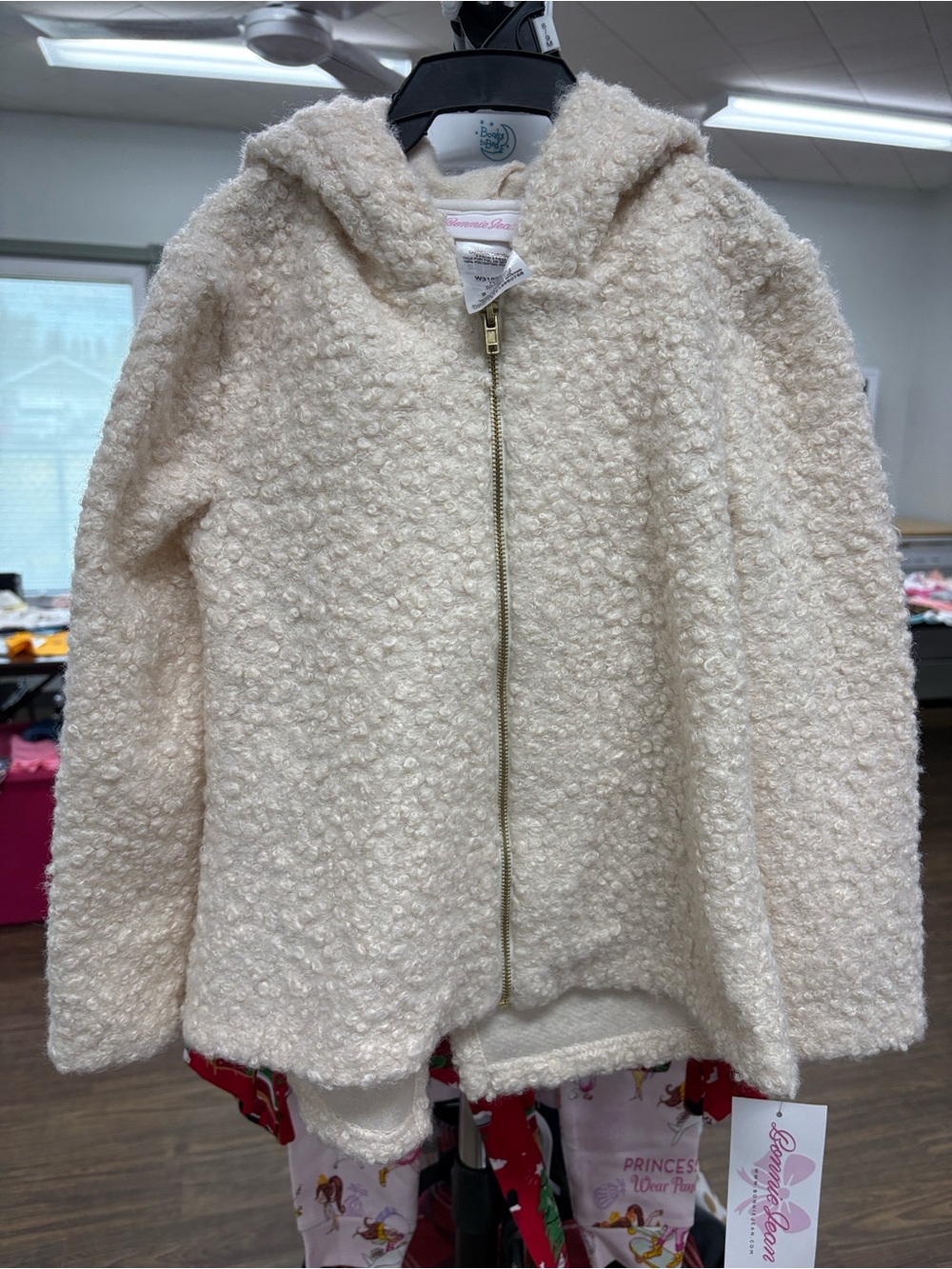 Bonnie Jean Cream Fuzzy Zip Hoodie Jacket